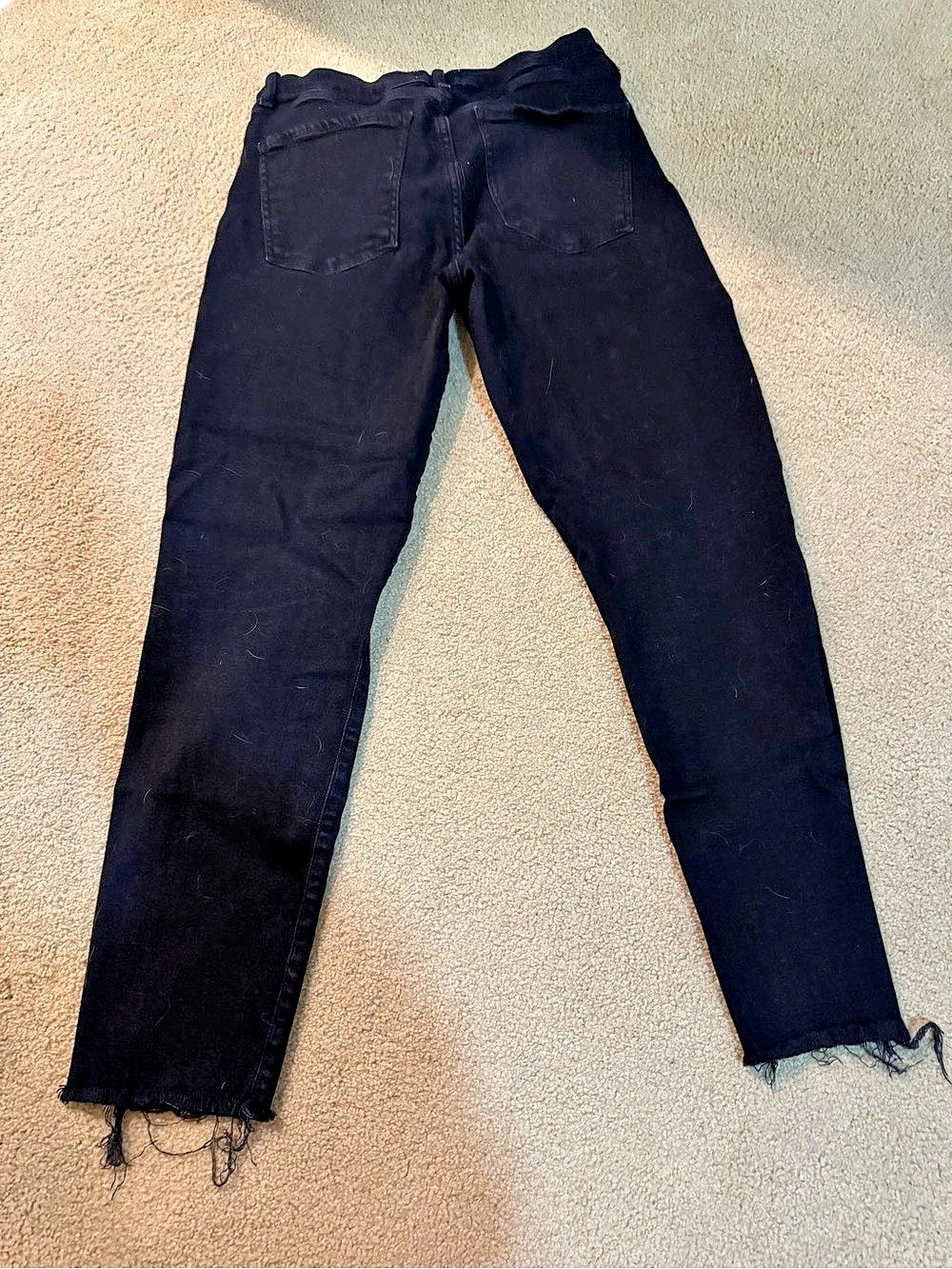 AGOLDE SOPHIE Raw Hem Skinny Jeans in Black Waist 30